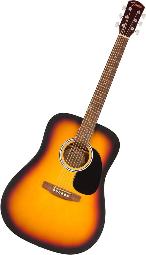 Fender FA-25 Dreadnought Acoustic Guitar – Sunburst Finish, Beginner Acoustic with Free Lessons