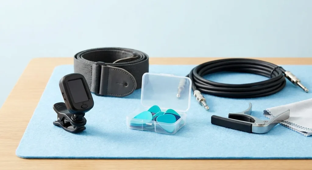 essential guitar accessories beginner — Beyond the Guitar: Essential Accessories Every Beginner Needs
